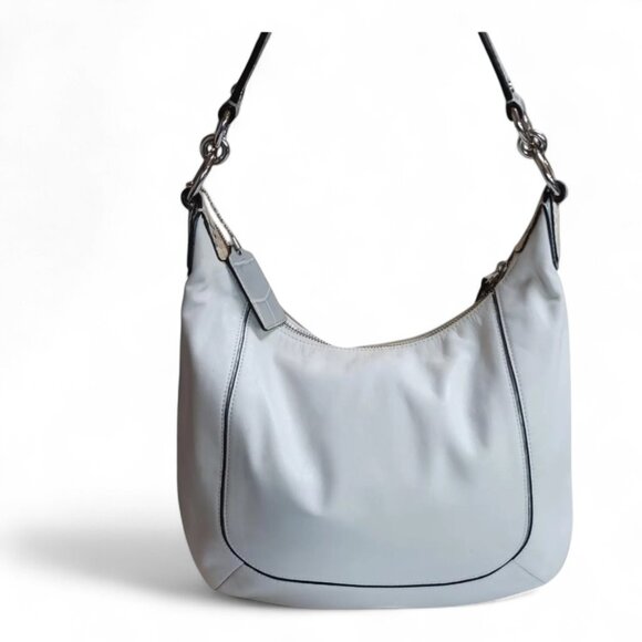 Coach Y2K Kristin Tote Bag: Ivory Leather & Gray Croc Embossed Hobo Bag - Picture 2 of 10